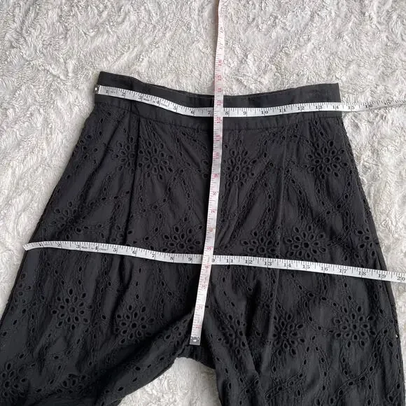 SOLD Zara eyelet lace high rise waist trouser pants cropped ankle trousers black - Picture 4 of 17